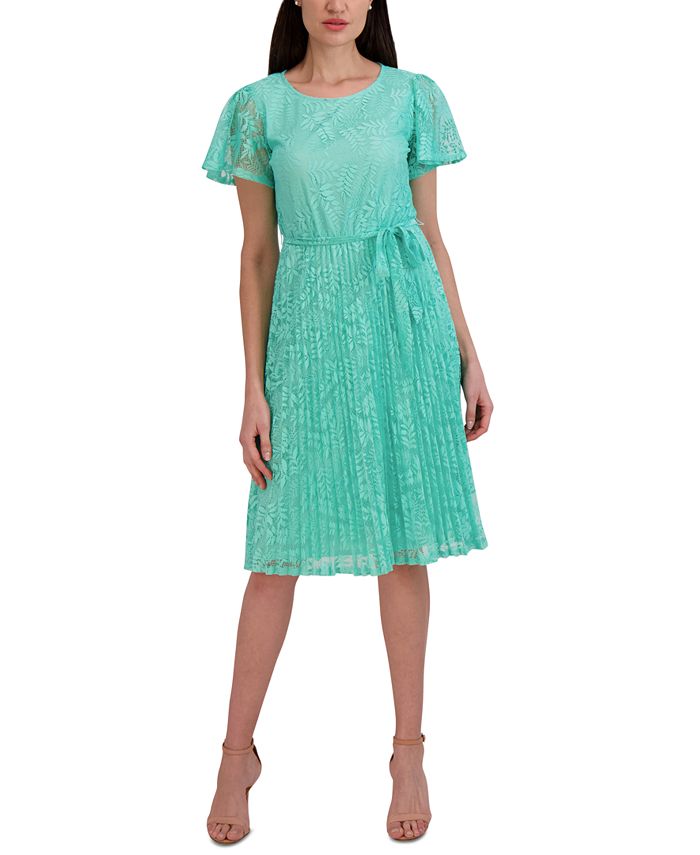 Sandra Darren Women s Elbow Sleeve Pleated Fit Flare Dress Macy s
