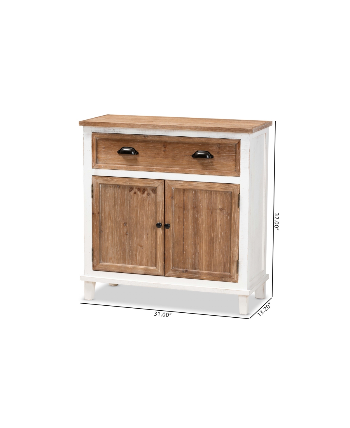 Shop Baxton Studio Glynn Rustic Farmhouse Weathered 31.9" Two-tone And Finished Wood 2-door Storage Cabinet In White,oak Brown