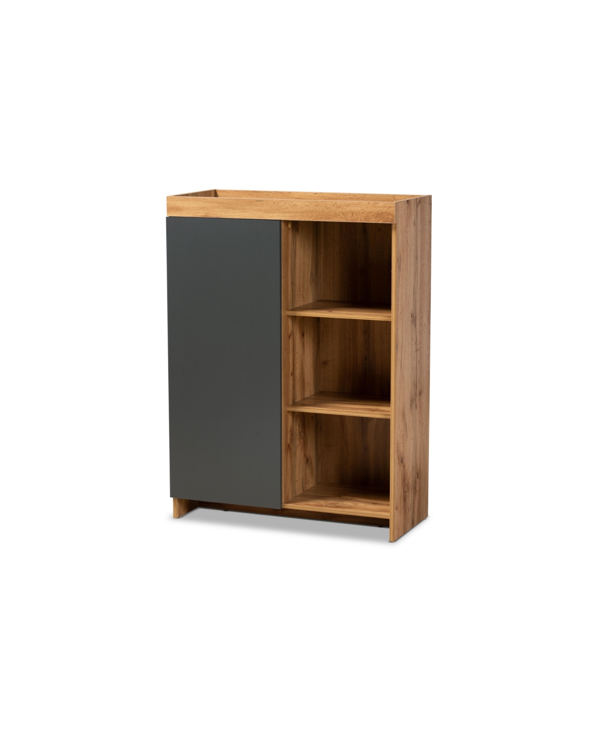 Baxton Studio Caspian Modern And Contemporary 43.3" Two-tone And Finished Wood Shoe Cabinet In Gray,oak Brown