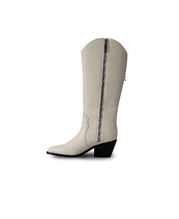 Bala Di Gala Women's Knee-High White Premium Leather Boots With Side ...