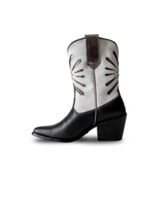 Women's Italian Western White Premium Leather Boots Fireworks by