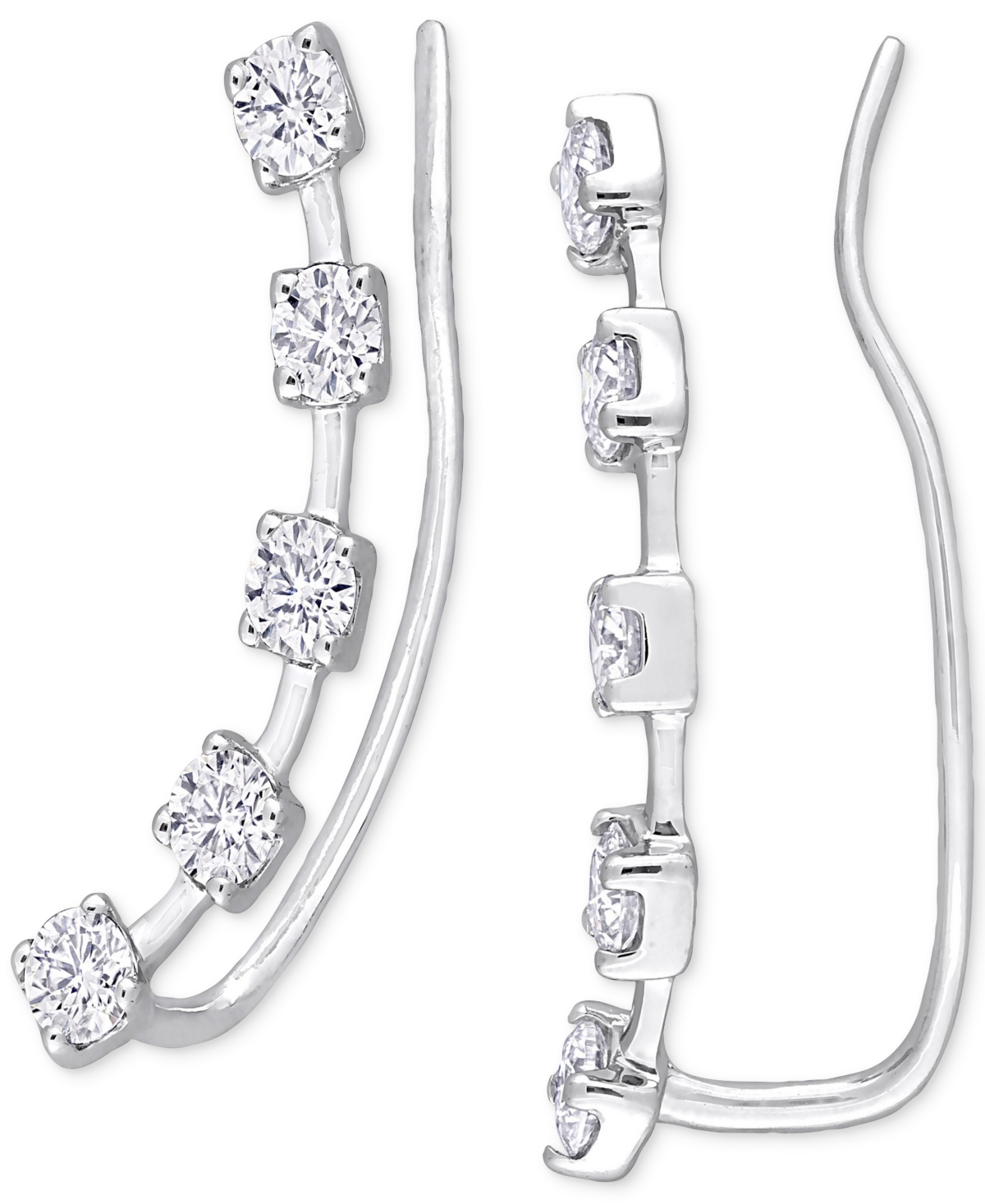Macy'sCurved Crawler Charm Earrings 5/8 ct. t.w in 10K White Gold - Moissanite