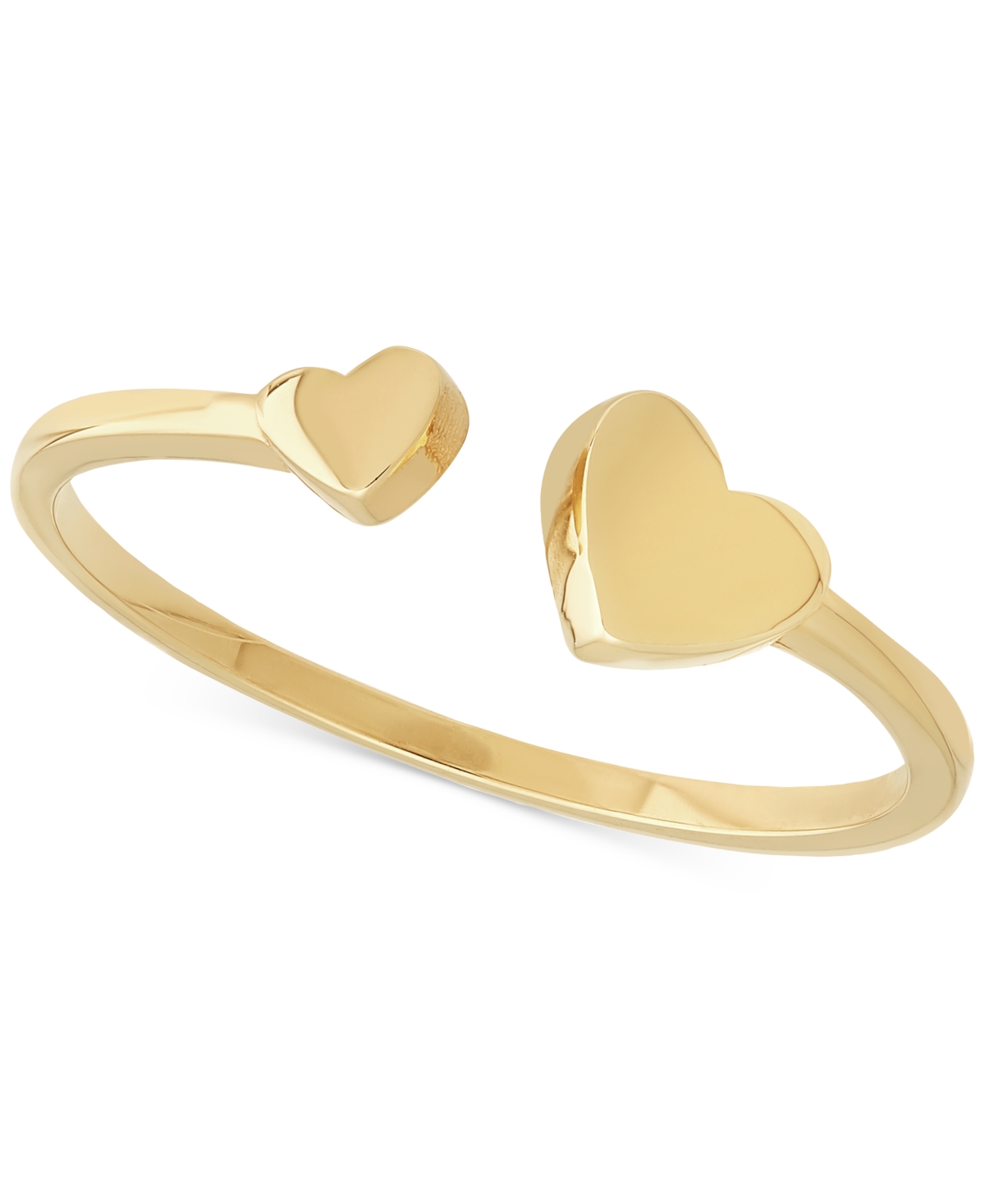 Macy's Polished Double Heart Cuff Ring In 10k Gold