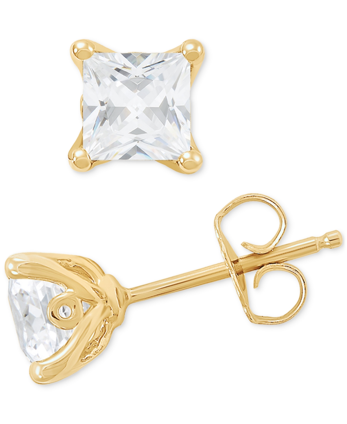 Igi Certified Lab Grown Diamond Princess Stud Earrings (1 ct. t.w.) in 14k White Gold or 14k Gold - Yellow Gold