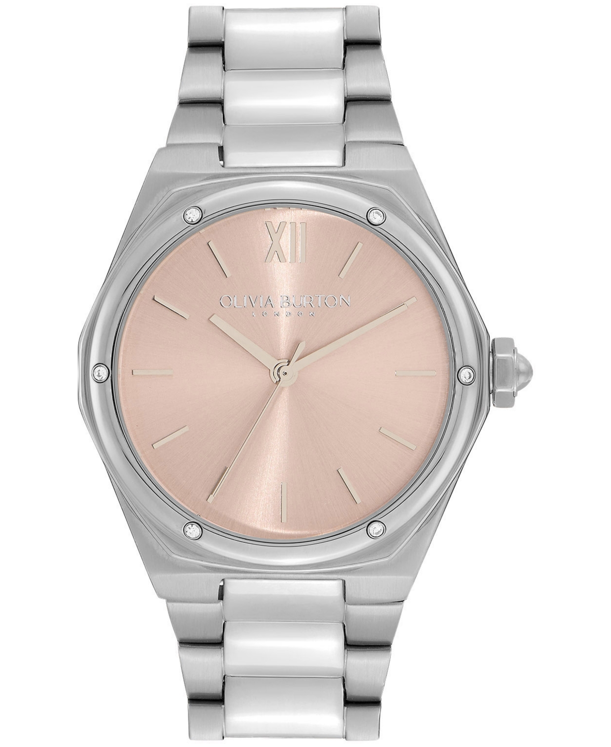 Shop Olivia Burton Women's Sports Luxe Hexa Silver-tone Stainless Steel Watch 33mm