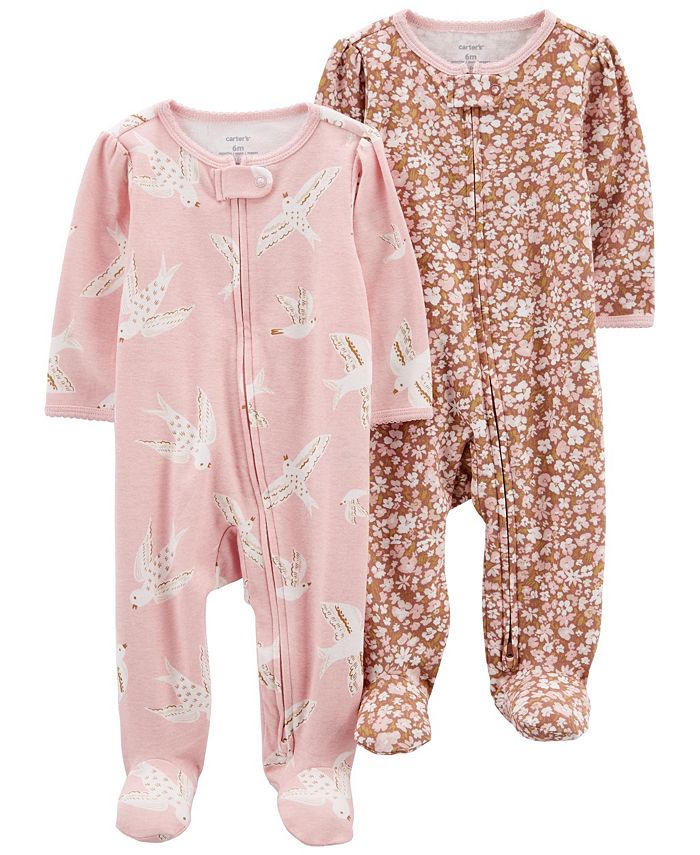 Carter's Baby Girls Two Way Zip Cotton Sleep and Play, Pack of 2 - Macy's