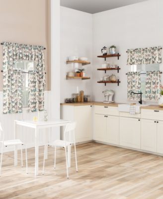 No. 918 Magdalena Butterfly Print Sheer Rod Pocket Kitchen Curtain Tier Pair