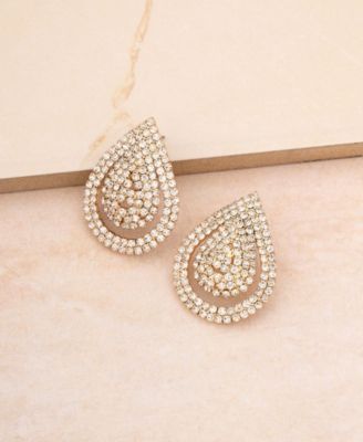 Sparkle Teardrop Studs in 18K Gold Plating