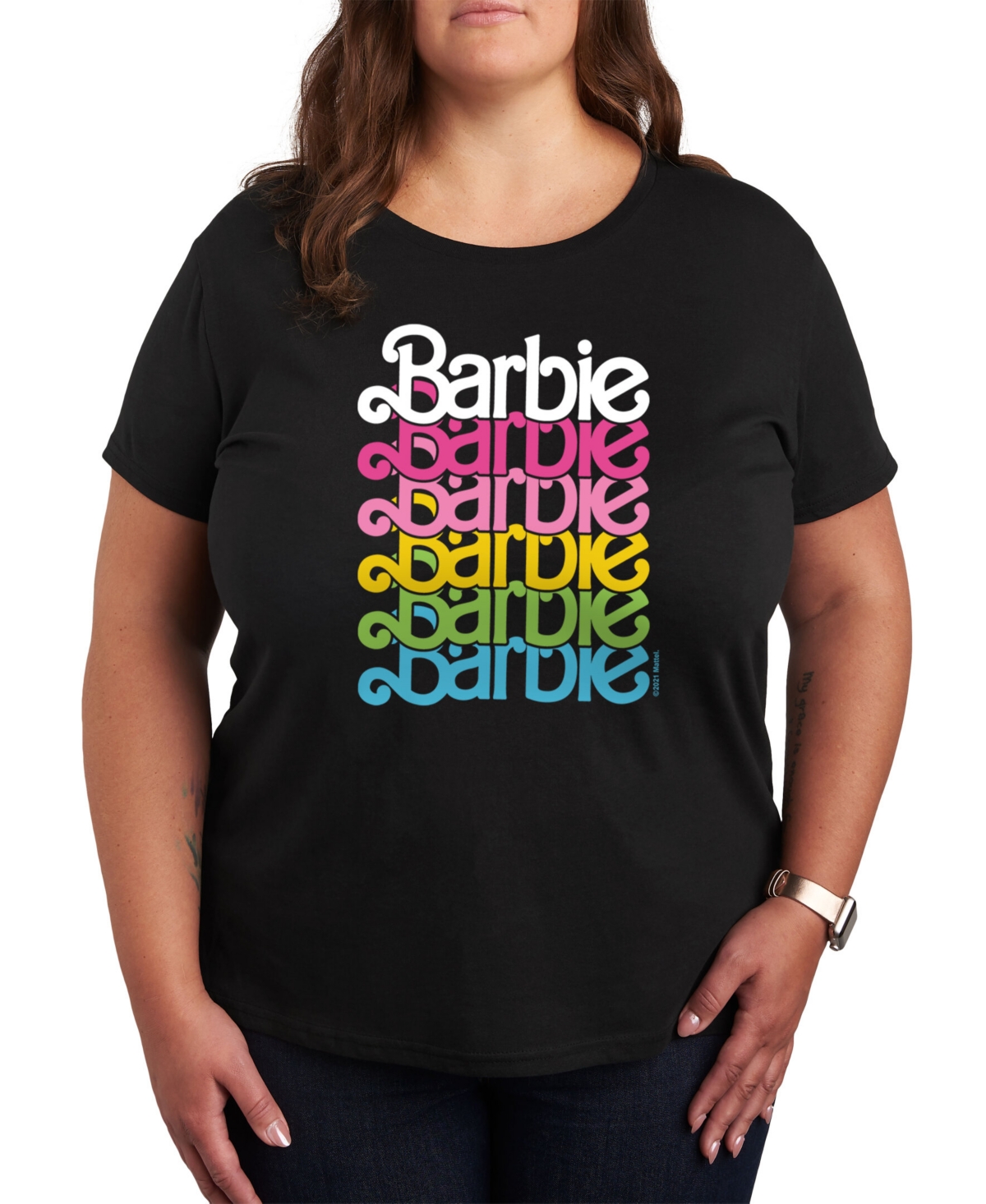 Air Waves Trendy Plus Size Barbie Graphic T-shirt In Black