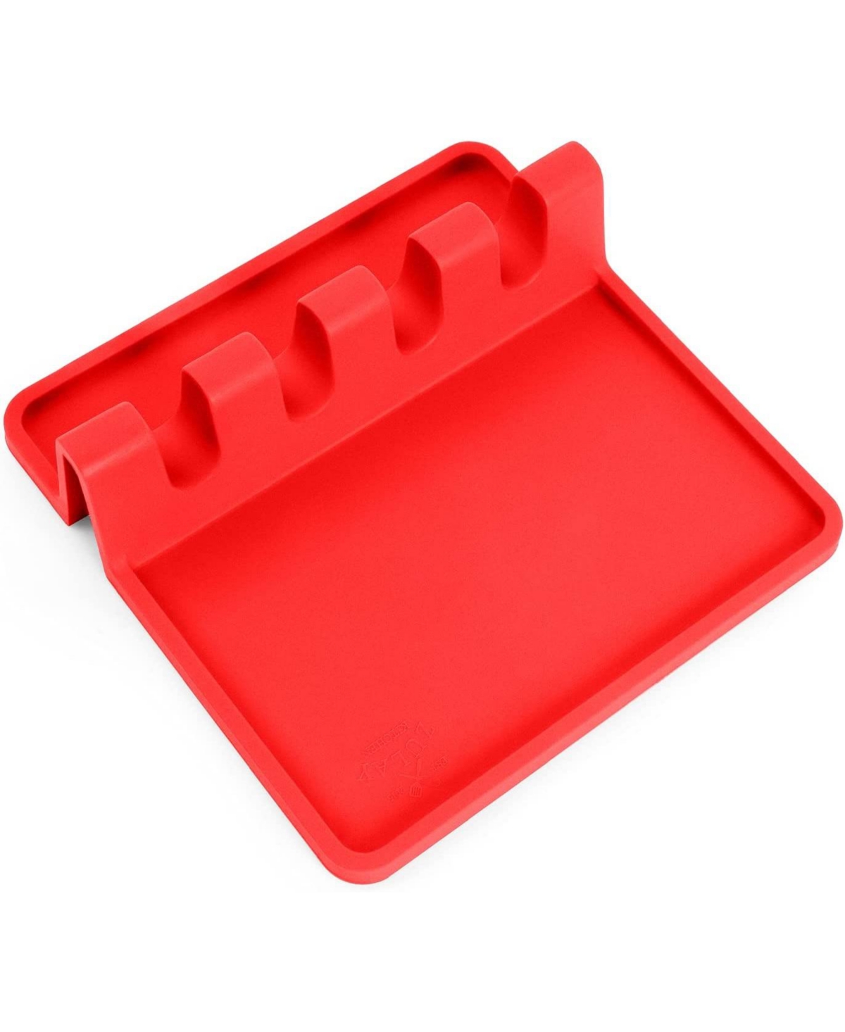 Zulay Kitchen Silicone Utensil Rest With Drip Pad In Bright Red