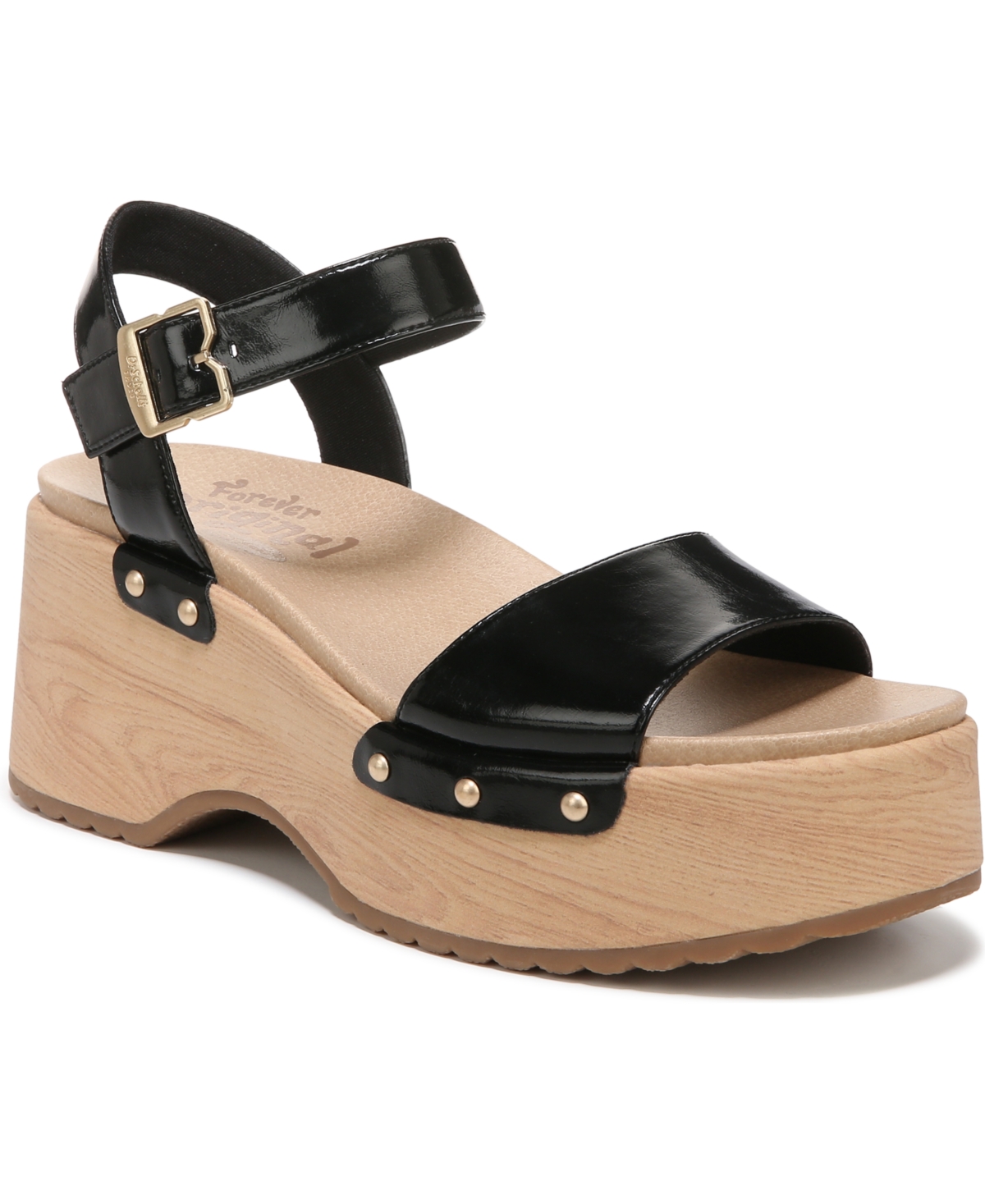 Shop Dr. Scholl's Women's Dublin Platform Sandals In Black Faux Patent