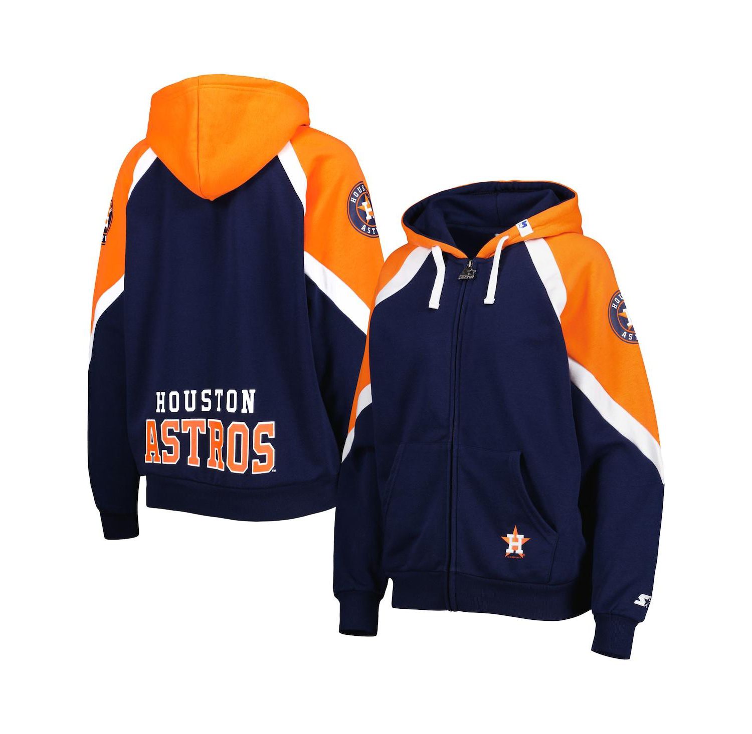 Women's Navy, Orange Houston Astros Hail Mary Full-Zip Hoodie