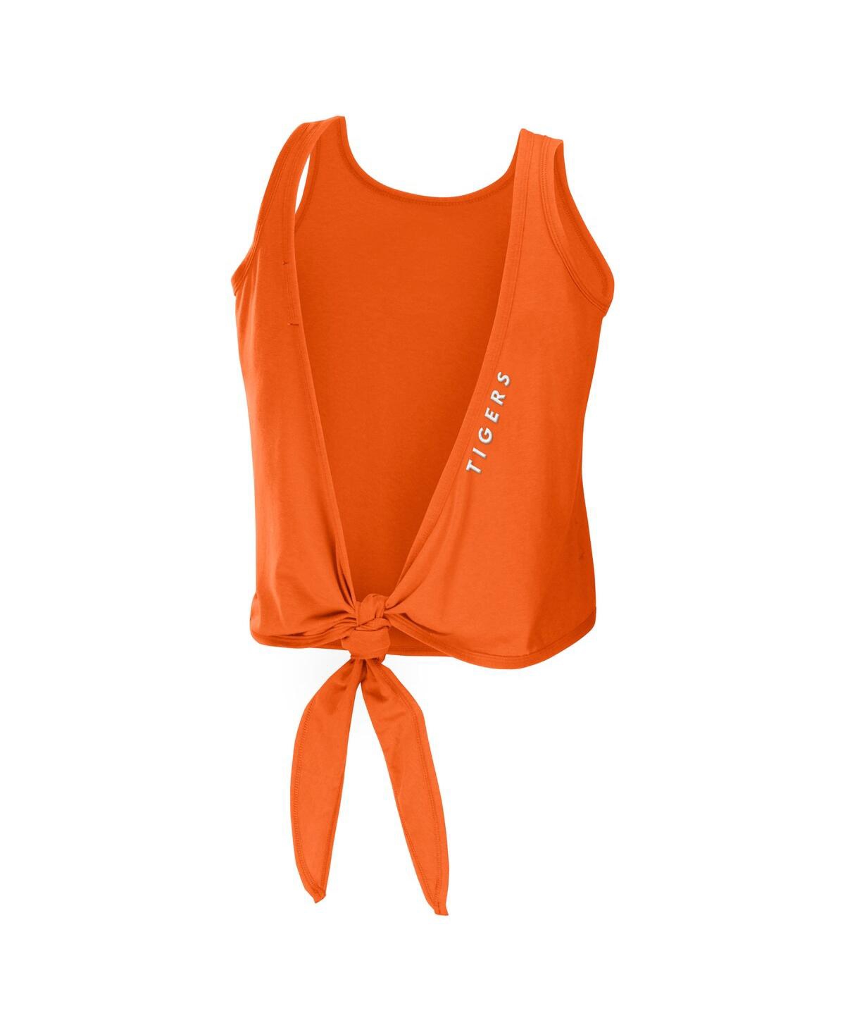 Shop Wear By Erin Andrews Women's  Orange Detroit Tigers Open Back Twist Tie Tank Top