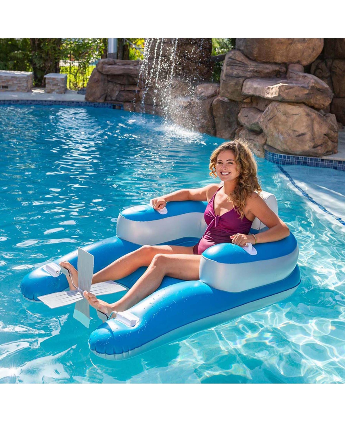 Poolcandy Pedal Runner Deluxe Foot-powered Lounger In Blue