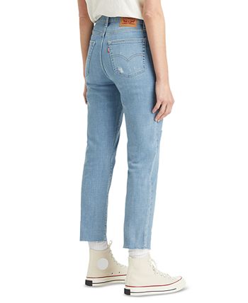 Levi's Women's 724 Straight-Leg Distressed Cropped Jeans - Macy's