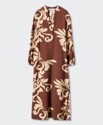 mango printed cut out detail dress Women's Printed Cut-Out Detail Dress