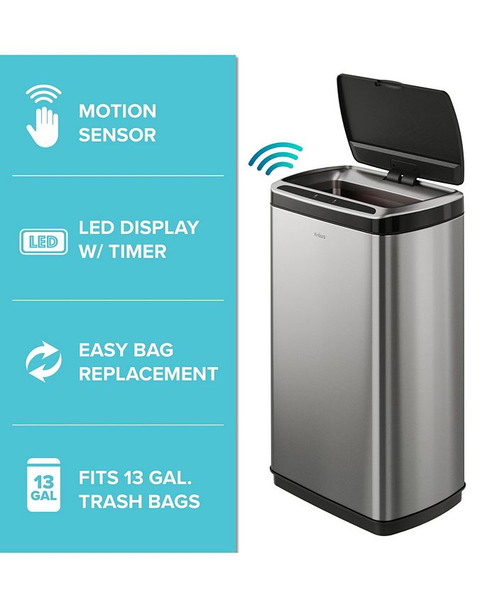 Kraus GarbagePro Rectangular 13 Gallon Touchless Motion Sensor Trash