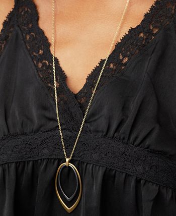 Lucky Brand - Two-Tone Double-Teardrop Pendant Necklace, 30" + 2" extender