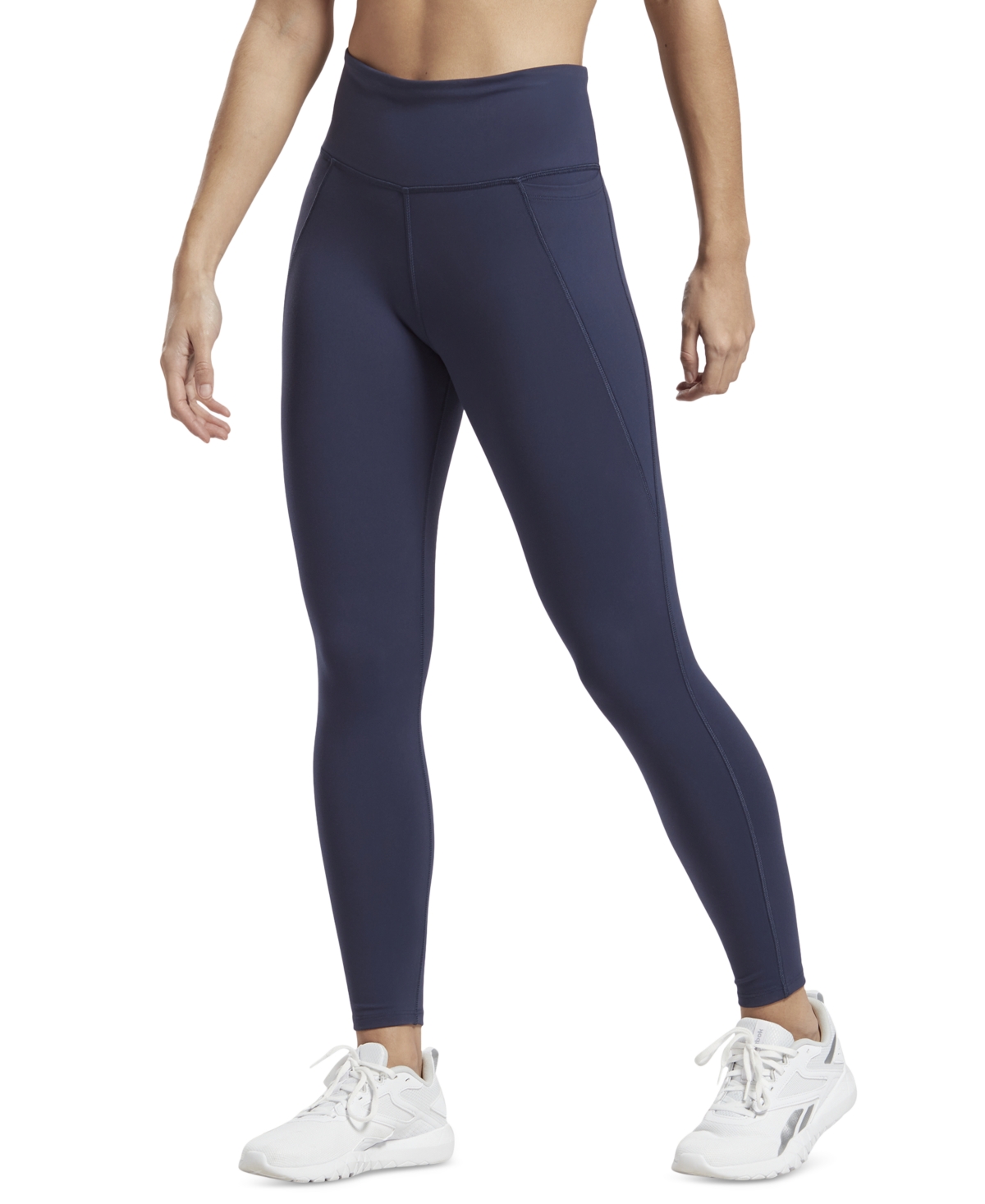 Shop Reebok Women's Lux High-waisted Pull-on Leggings, A Macy's Exclusive In Vector Navy