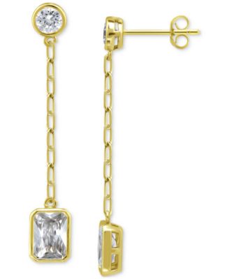 Cubic Zirconia Chain Drop Earrings