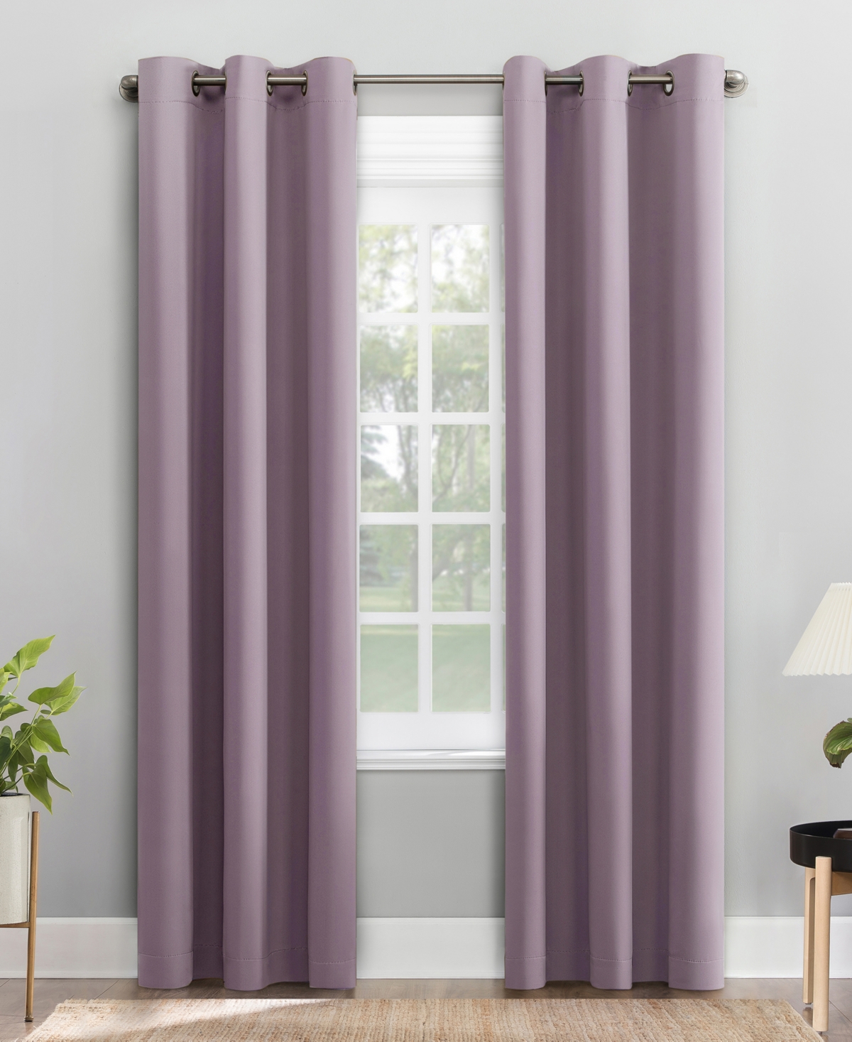 Sun Zero Preston Grommet Top Blackout Curtain Panel, 40" X 95" In Lavender
