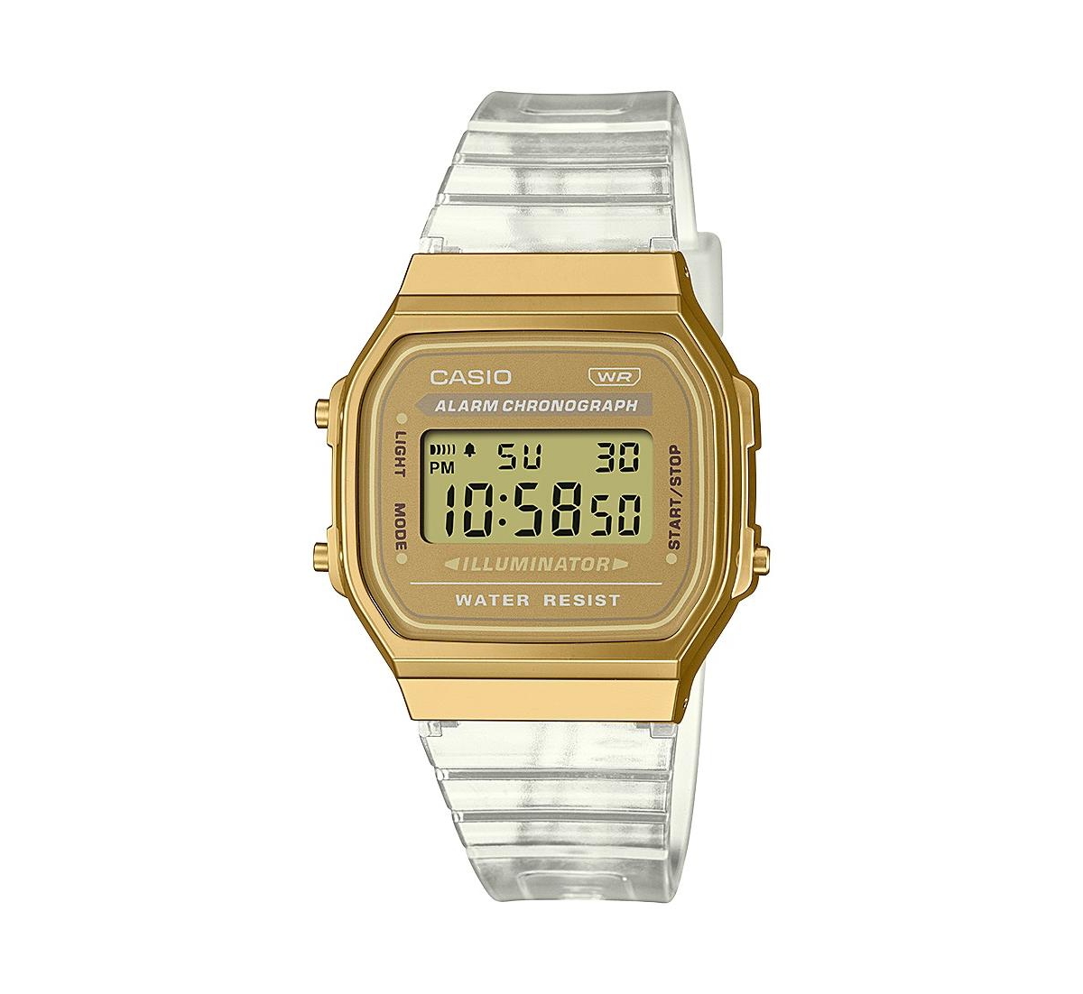 Unisex Casio Digital Vintage-Like Clear Resin Watch, 36.3mm, A168XESG-9AVT - Clear