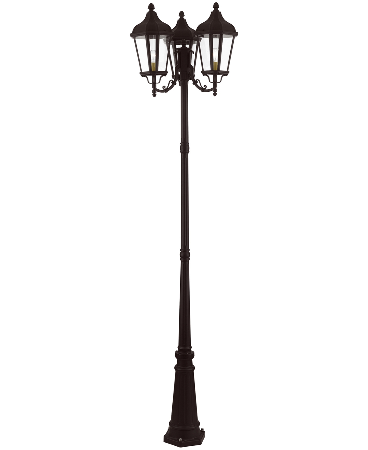 Shop Livex Morgan 3 Light Outdoor Post Light In Bronze With Antique Gold