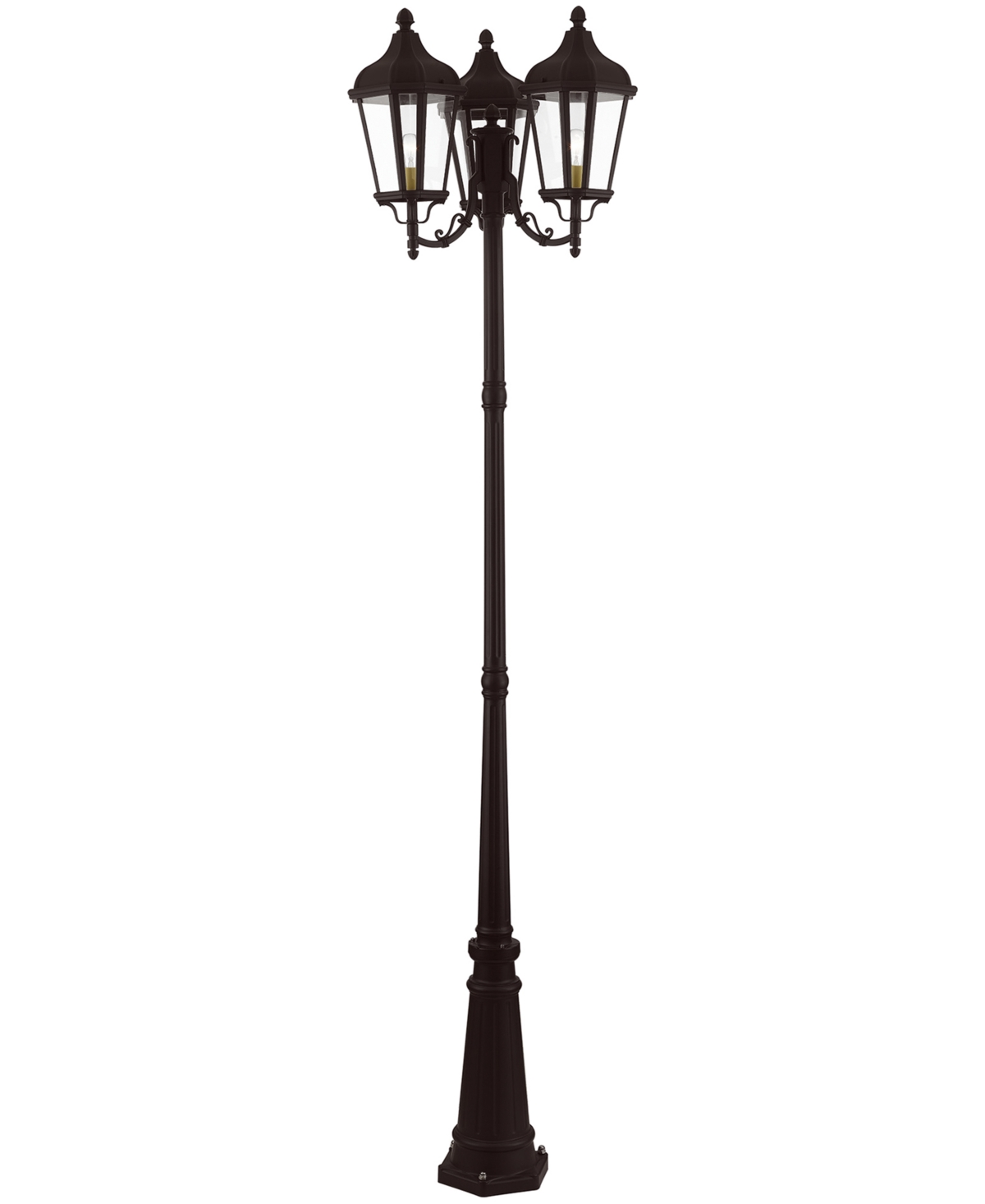 Livex Oxford 3 Lights Outdoor Post Light In Bronze With Antique Gold