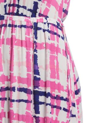 Plus Plaid Print V-Neck Midi Dress