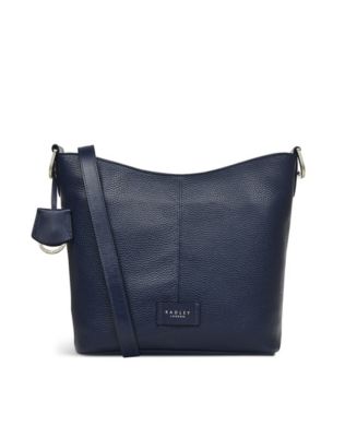 Radley+Signature+Logo+Black+Leather+Zip+Top+Tote+Shoulder+Bag+-+- for sale  online