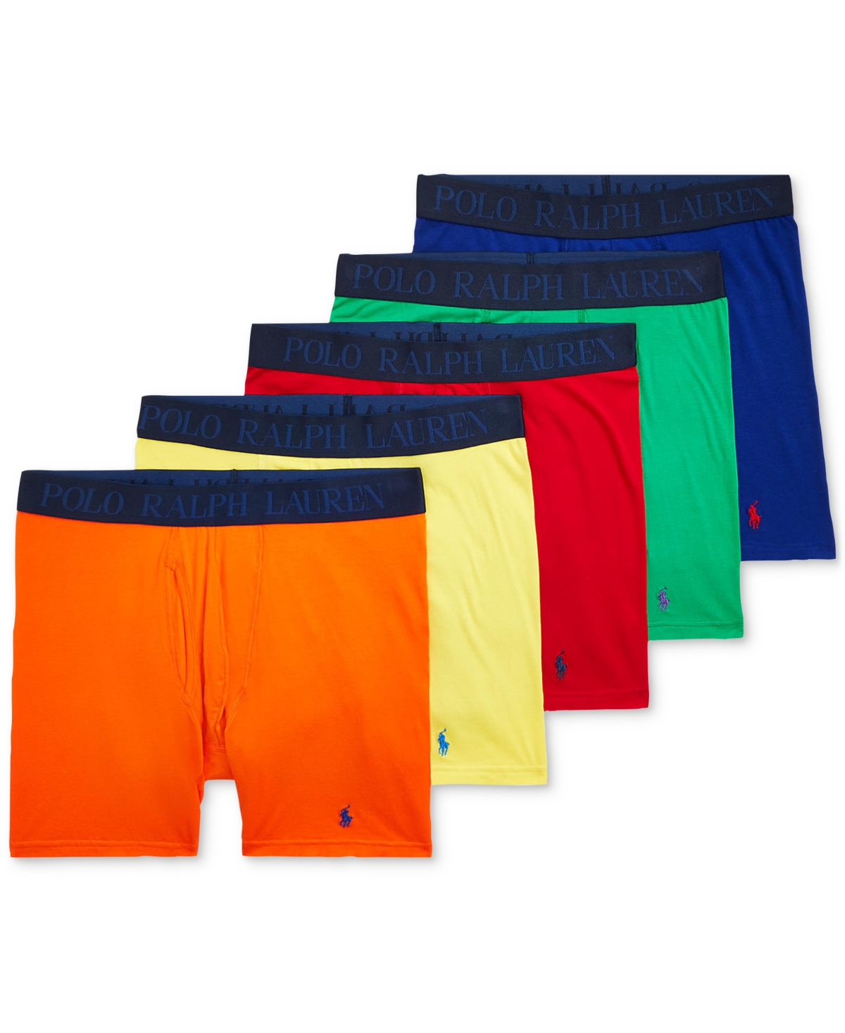 Polo Ralph Lauren Men's 5-pack Cotton-blend Boxer Briefs In Red,sailing Orange,lemon Crush,ste