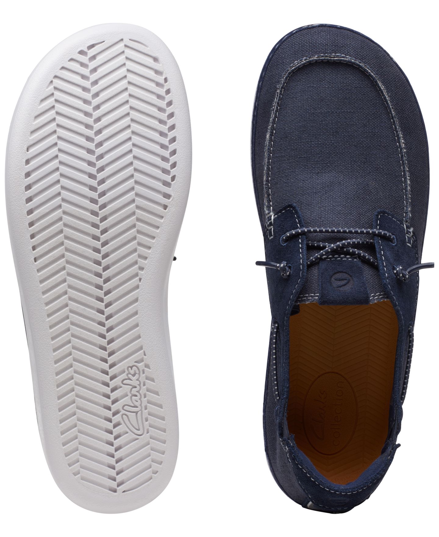 Мужские туфли Clarks Higley Tie Slip-On Canvas Boat, цвет: Тёмно-синий — фото 4