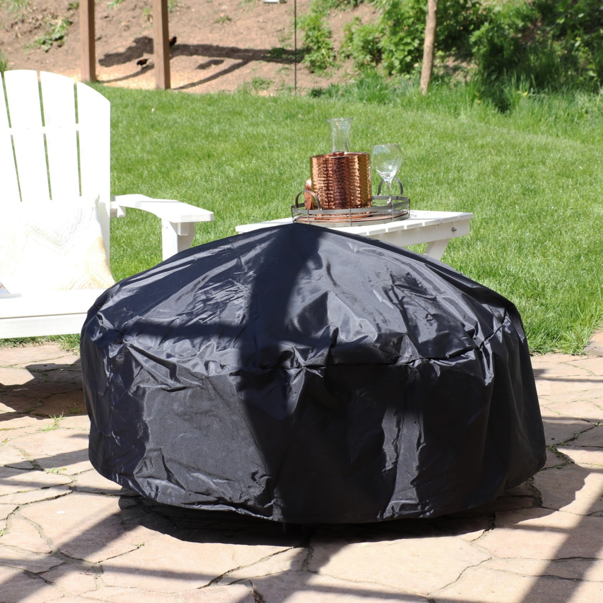Sunnydaze Decor Heavy-Duty Pvc Round Outdoor Fire Pit Cover -- Black