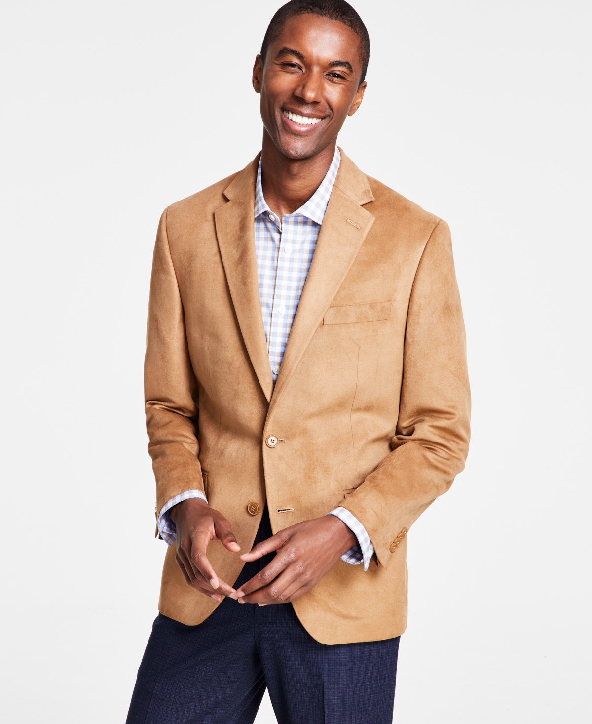 Michael Kors Men's Classic Fit Notch Lapel Faux Suede Sport Coat