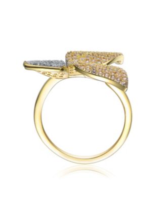 Sterling Silver 14k Gold Plated with Cubic ZIrconia Large Garden Butterfly Ring