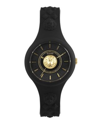 Versus Versace Women's 3 Hand Quartz Fire Island Black Silicone Watch, 39mm