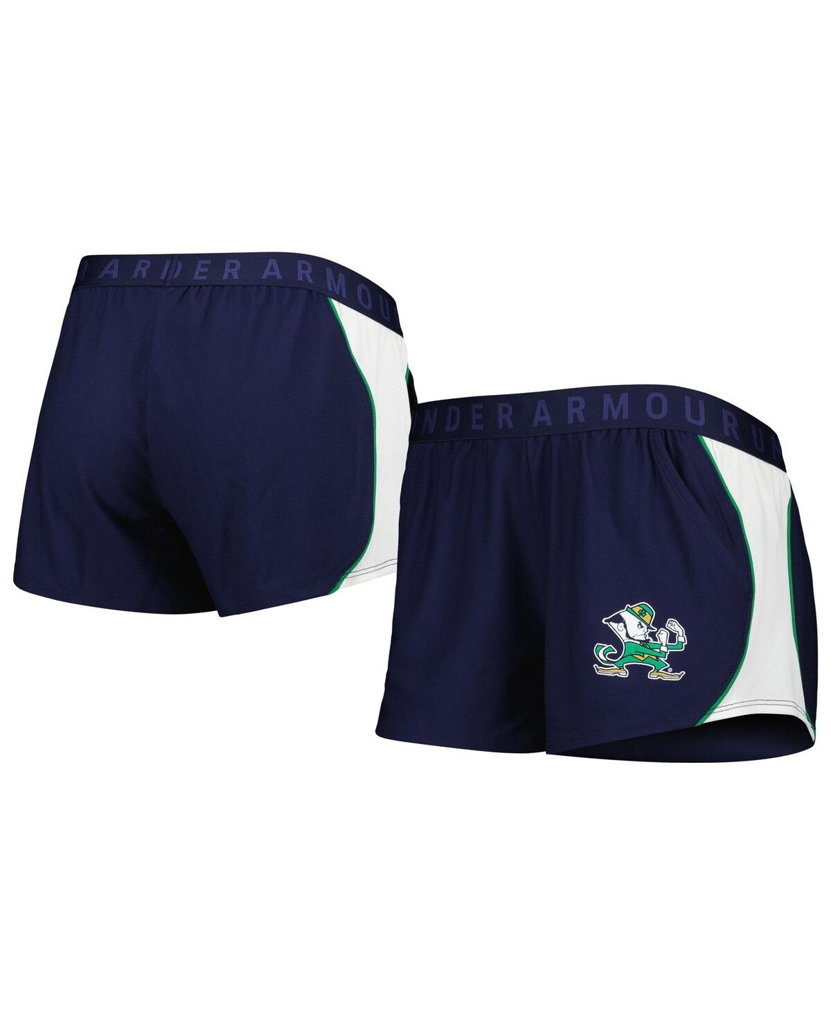 Under Armour Women's  Navy And Green Notre Dame Fighting Irish Game Day Tech Mesh Performance Shorts In Navy,gold