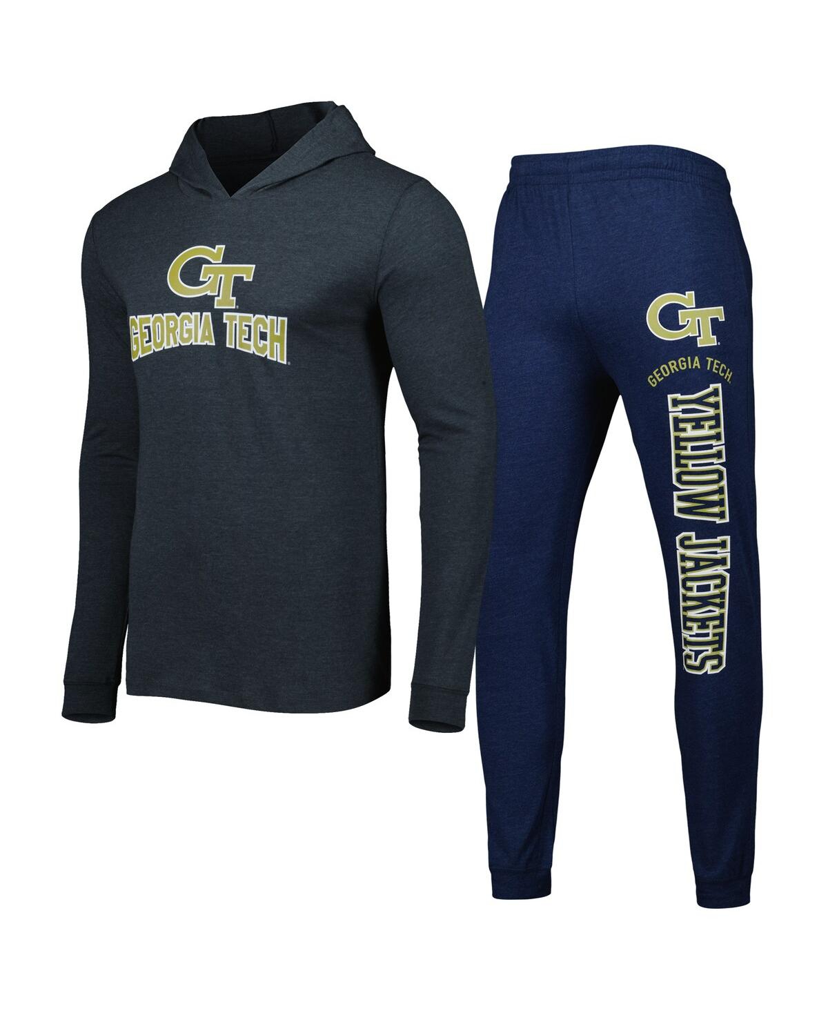 Concepts Sport Men's  Navy, Charcoal Georgia Tech Yellow Jackets Meter Pullover Hoodie And Joggers Sl In Navy,charcoal