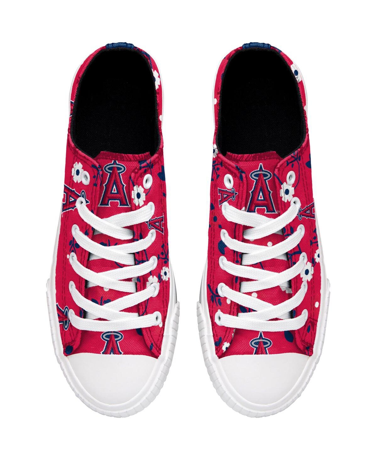 FOCO WOMEN'S FOCO RED LOS ANGELES ANGELS FLOWER CANVAS ALLOVER SHOES