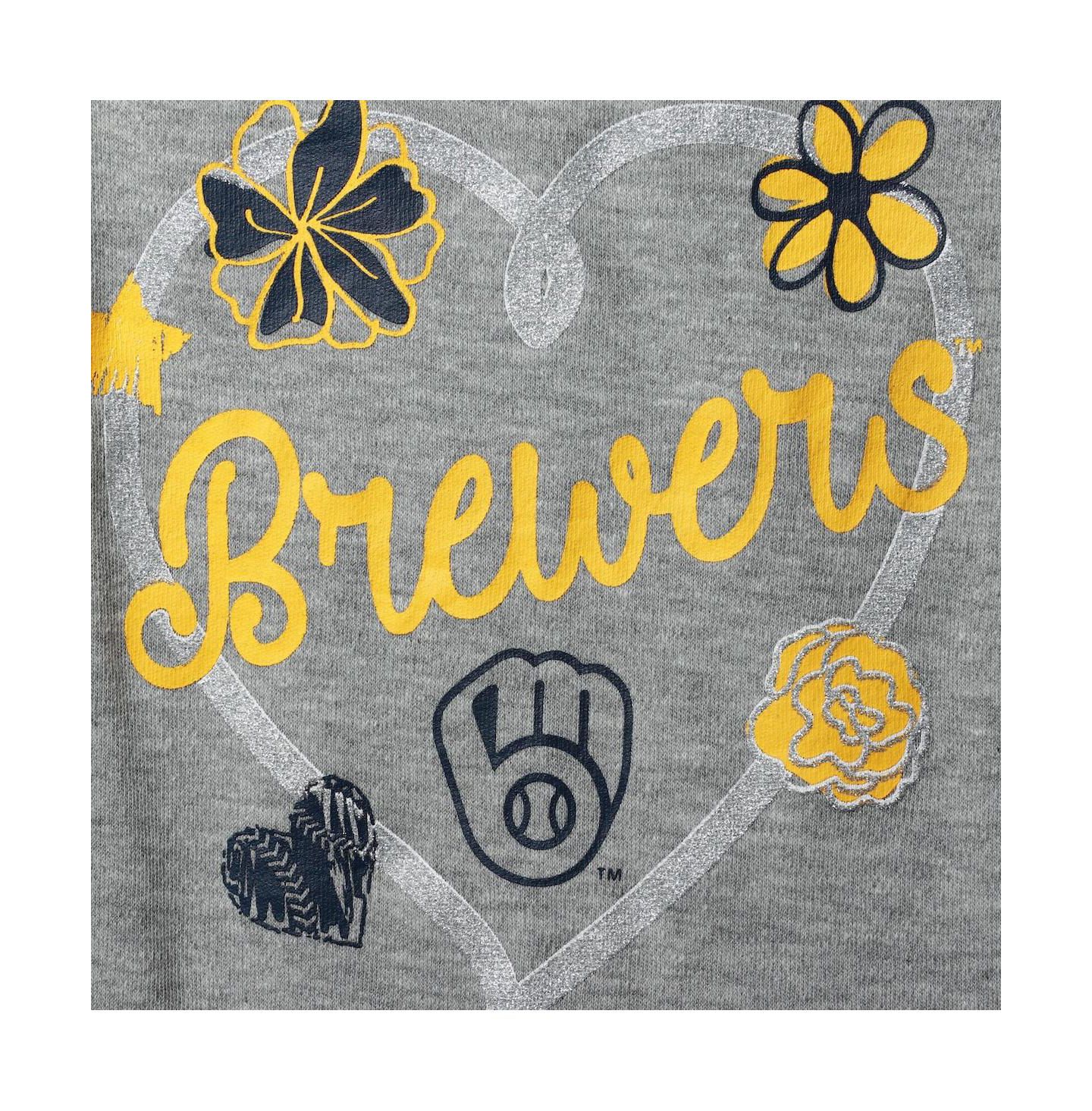 Комплекты Outerstuff Infant Navy, Gold, Heathered Gray Milwaukee Brewers 3-Pack Batter Up Bodysuit Set для девочек-малышей — фото 3