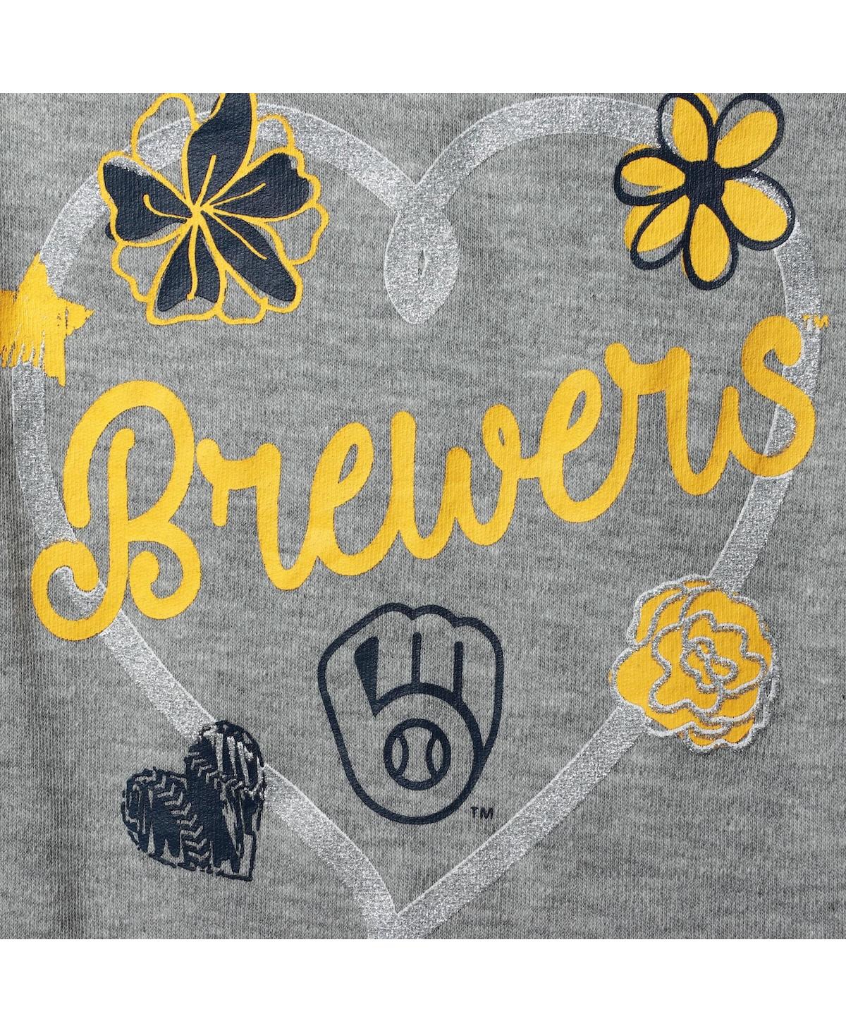 Girls Newborn and Infant Gold, Heathered Gray Milwaukee Brewers 3-Pack Batter Up Bodysuit Set - Gold, Heathered Gray