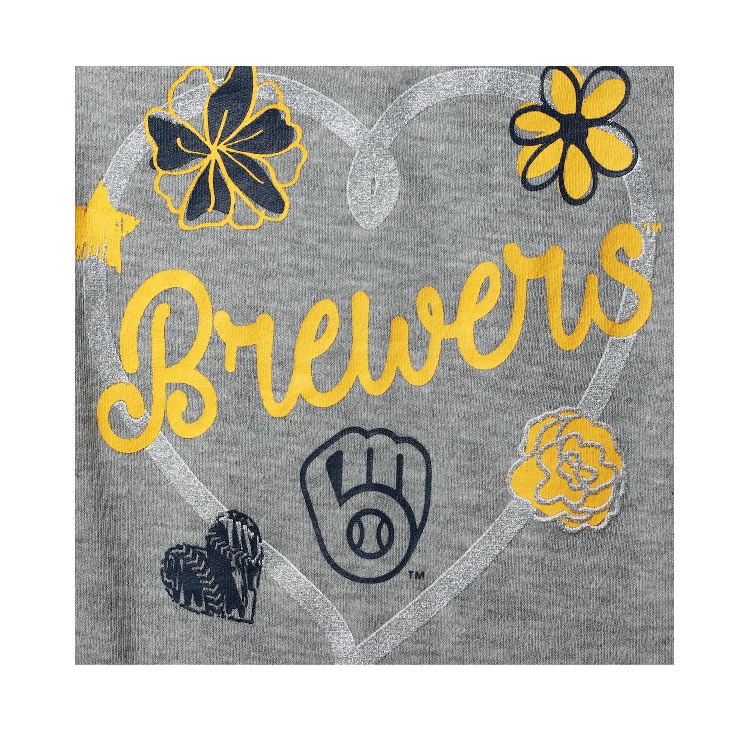 Girls Newborn and Infant Navy, Gold, Heathered Gray Milwaukee Brewers 3-Pack Batter Up Bodysuit Set