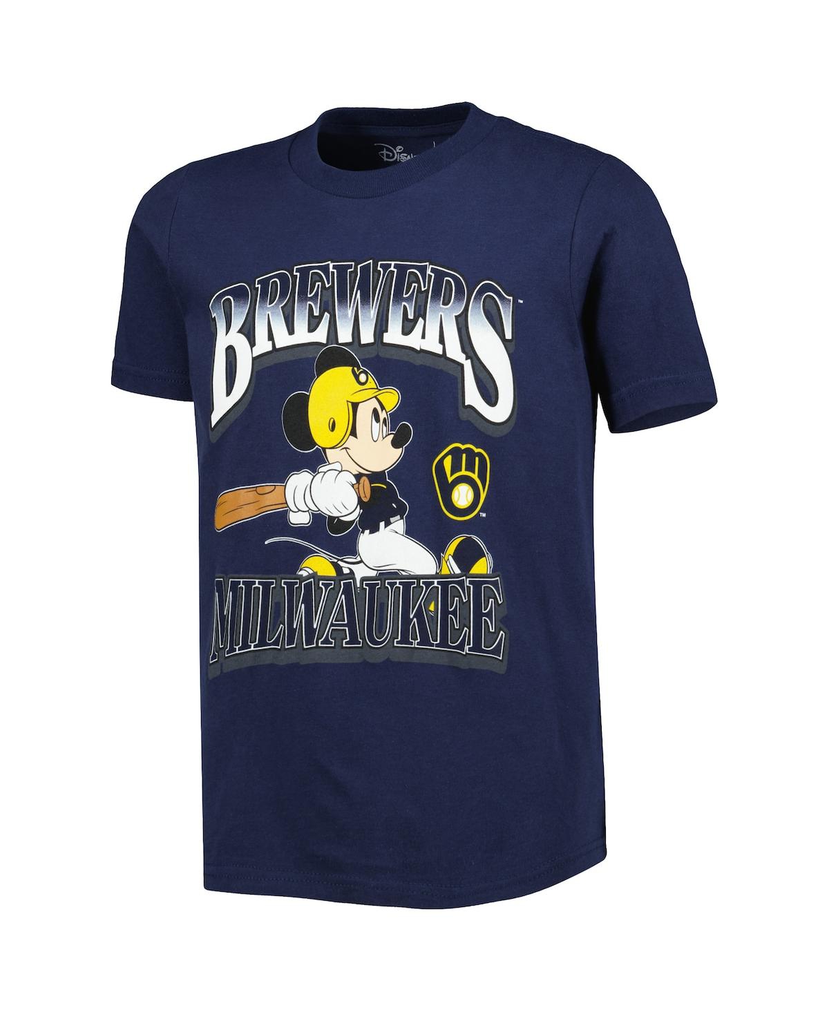 Shop Outerstuff Big Boys And Girls Navy Milwaukee Brewers Disney Game Day T-shirt