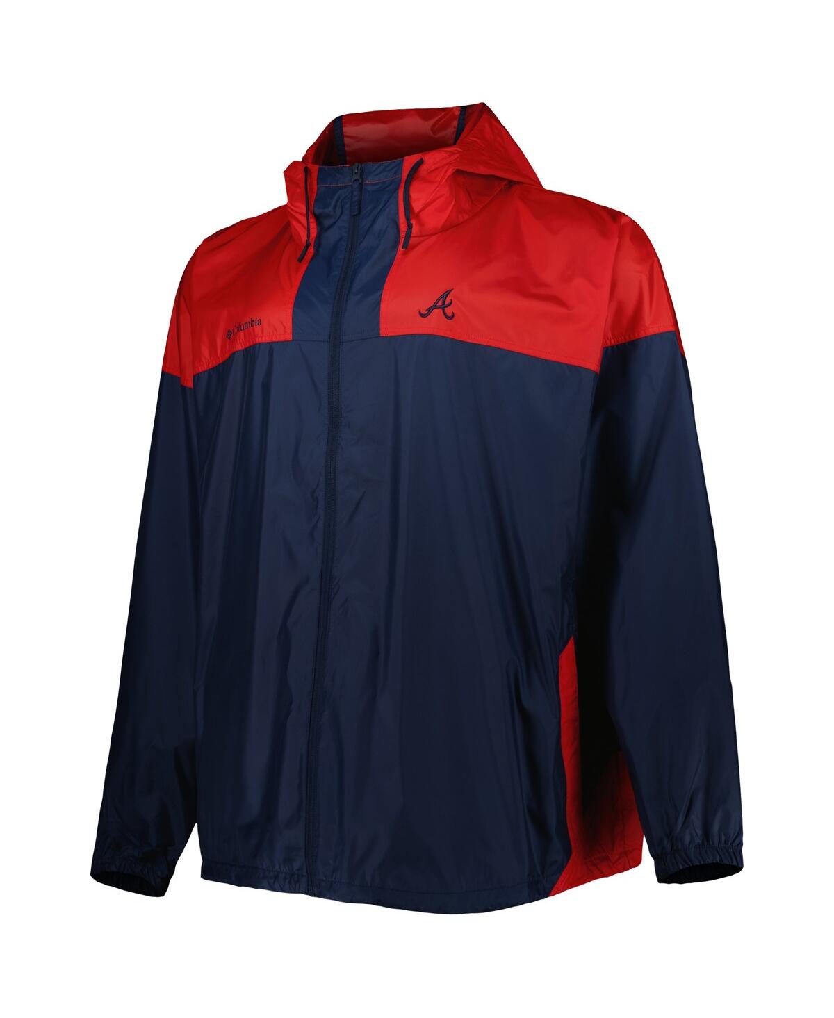 Men's ColumbiaAtlanta Braves Flash Forward Challenger Big and Tall Omni-Shade Full-Zip Windbreaker - Navy