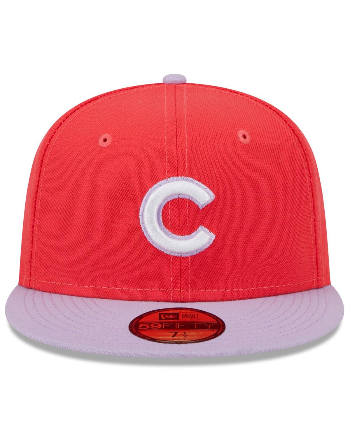 NEW ERA MEN'S NEW ERA RED, LAVENDER CHICAGO CUBS SPRING COLOR TWO-TONE 59FIFTY FITTED HAT 