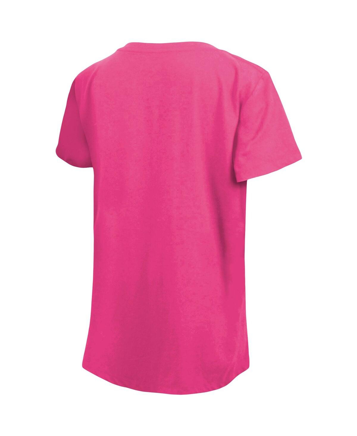 New Era Kids' Big Girls Pink Washington Nationals Jersey Stars V-neck T- shirt