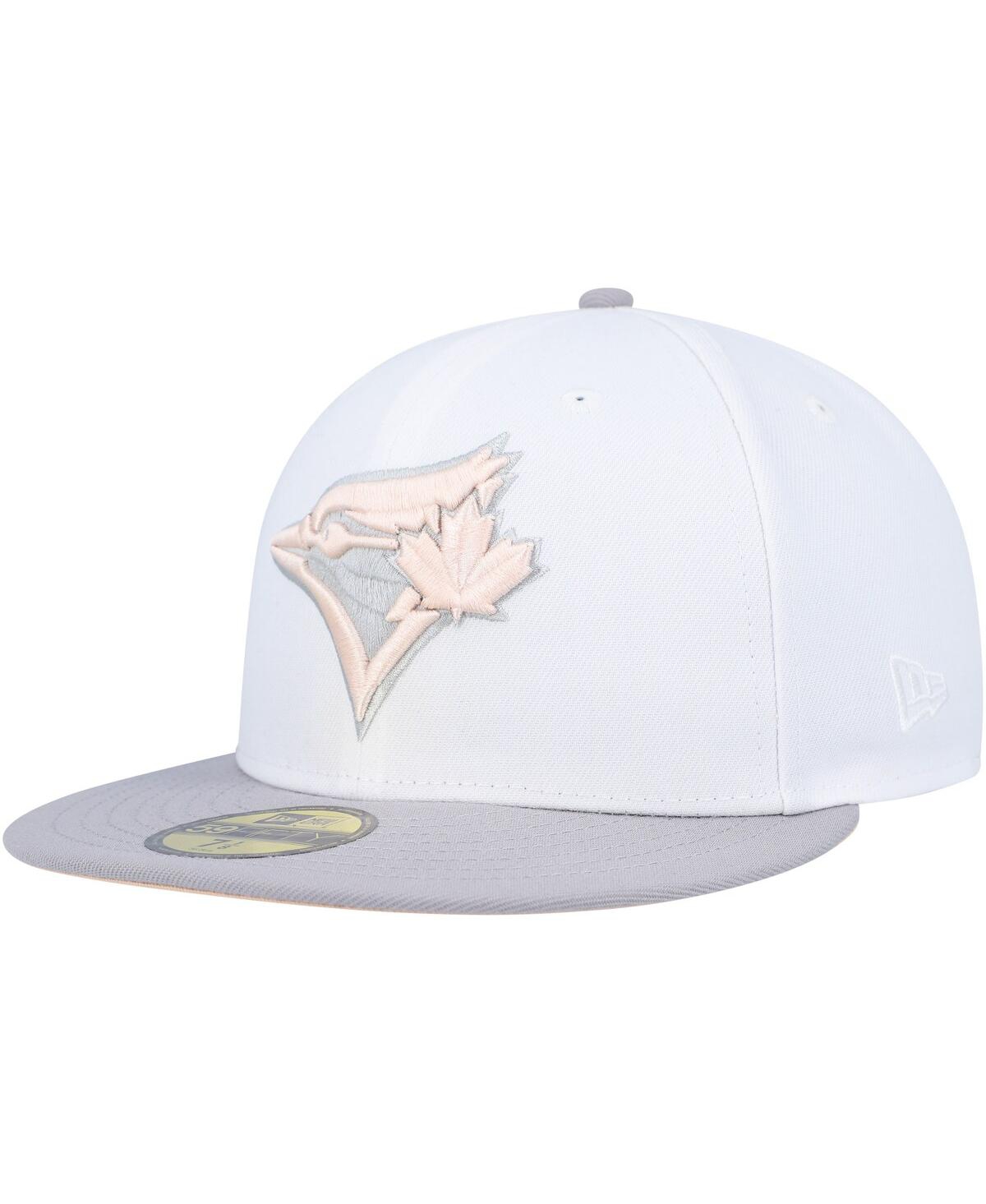 Shop New Era Men's  White, Gray Toronto Blue Jays 40th Anniversary Side Patch Peach Undervisor 59fifty Fit In White,gray