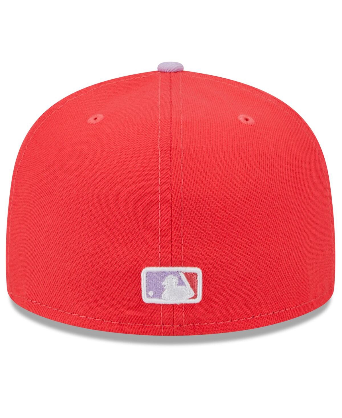 NEW ERA MEN'S NEW ERA RED, LAVENDER CHICAGO CUBS SPRING COLOR TWO-TONE 59FIFTY FITTED HAT 