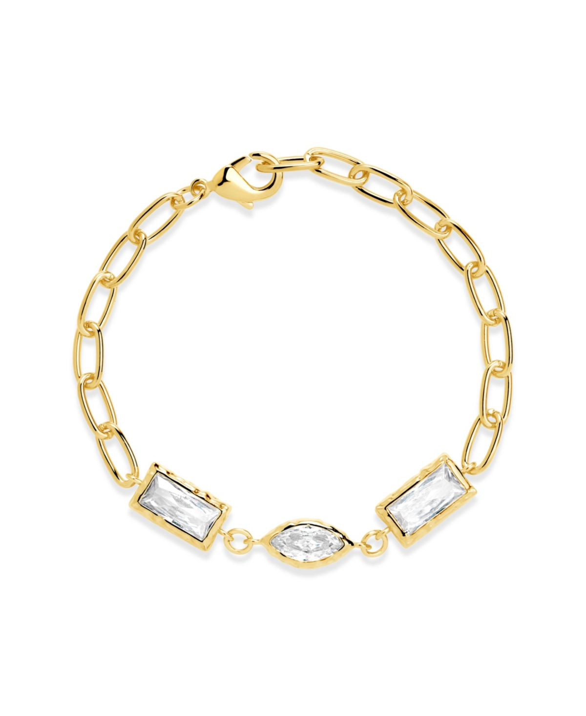 Sterling Forever Tate Cz Chain Bracelet In Gold