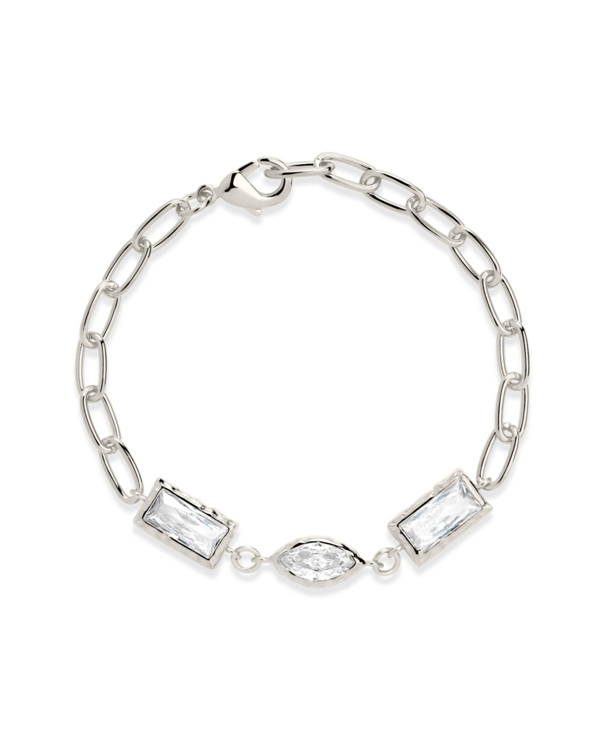 Sterling Forever Tate Cz Chain Bracelet In Silver
